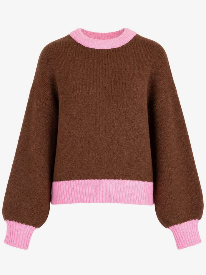 Floor Colourblock Trui Bruin/Roze