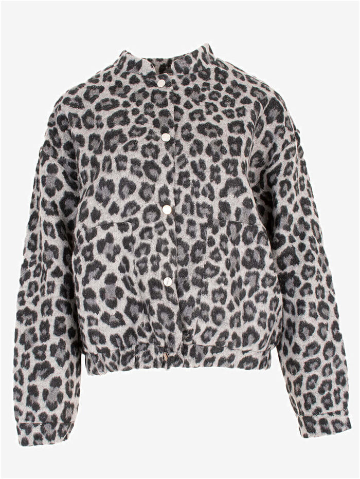 Loes Bomber Leopard Grijs