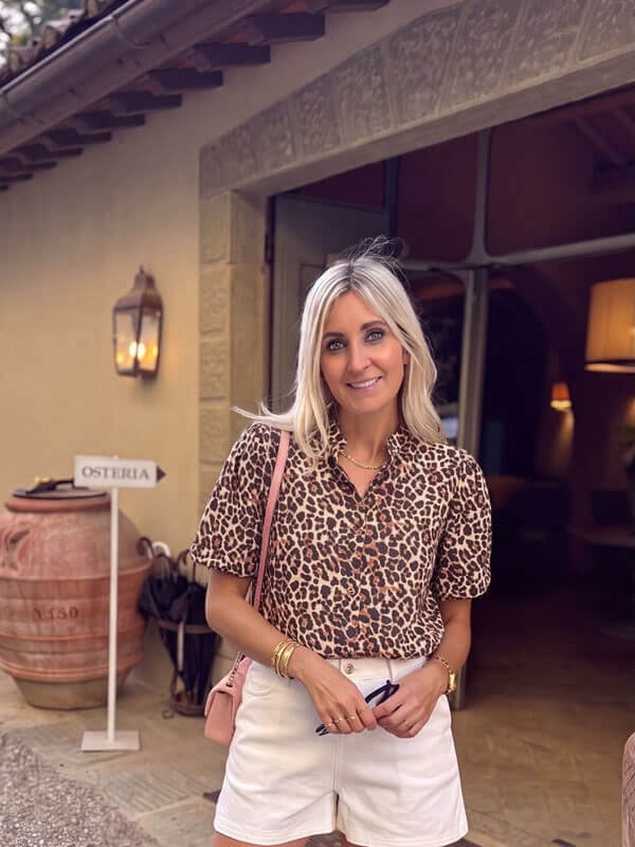 Rosa Blouse Leopard modelfoto