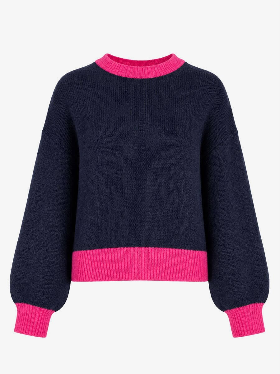 Floor Colourblock Trui Navy/Roze