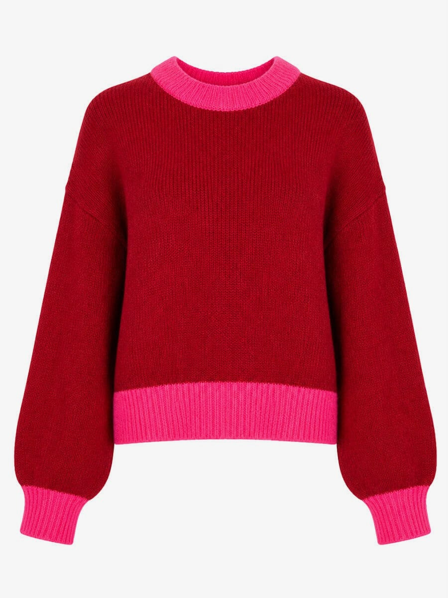 Floor Colourblock Trui Rood/Roze