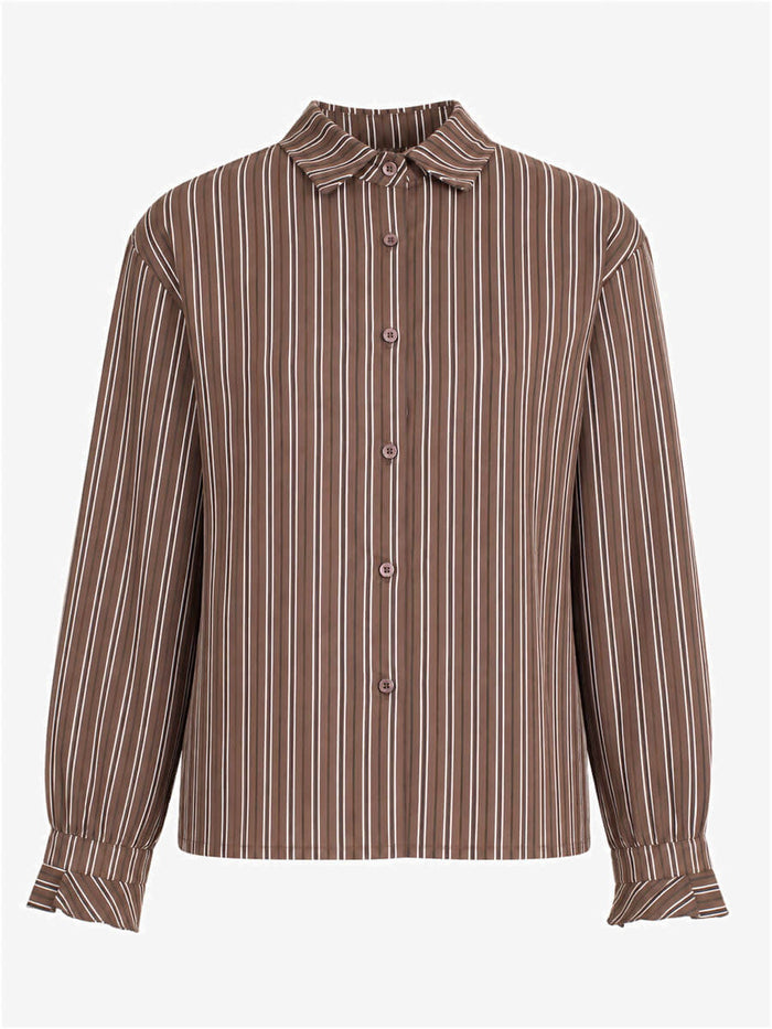 Noor Blouse donkerbruin gestreept