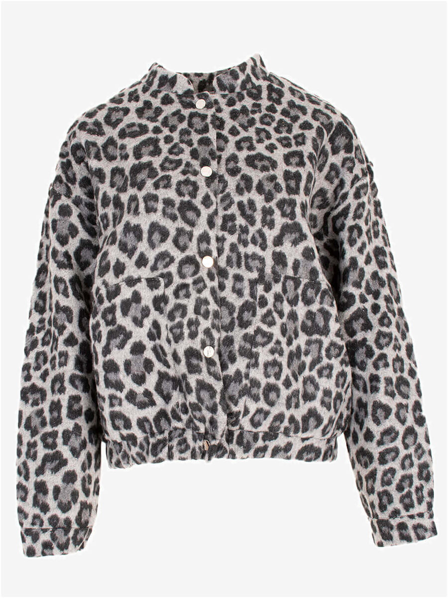 Loes Bomber Leopard Grijs
