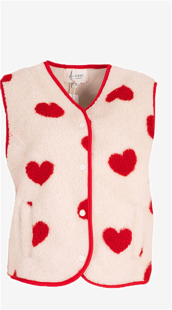 Puck Gilet Wit Hart detail