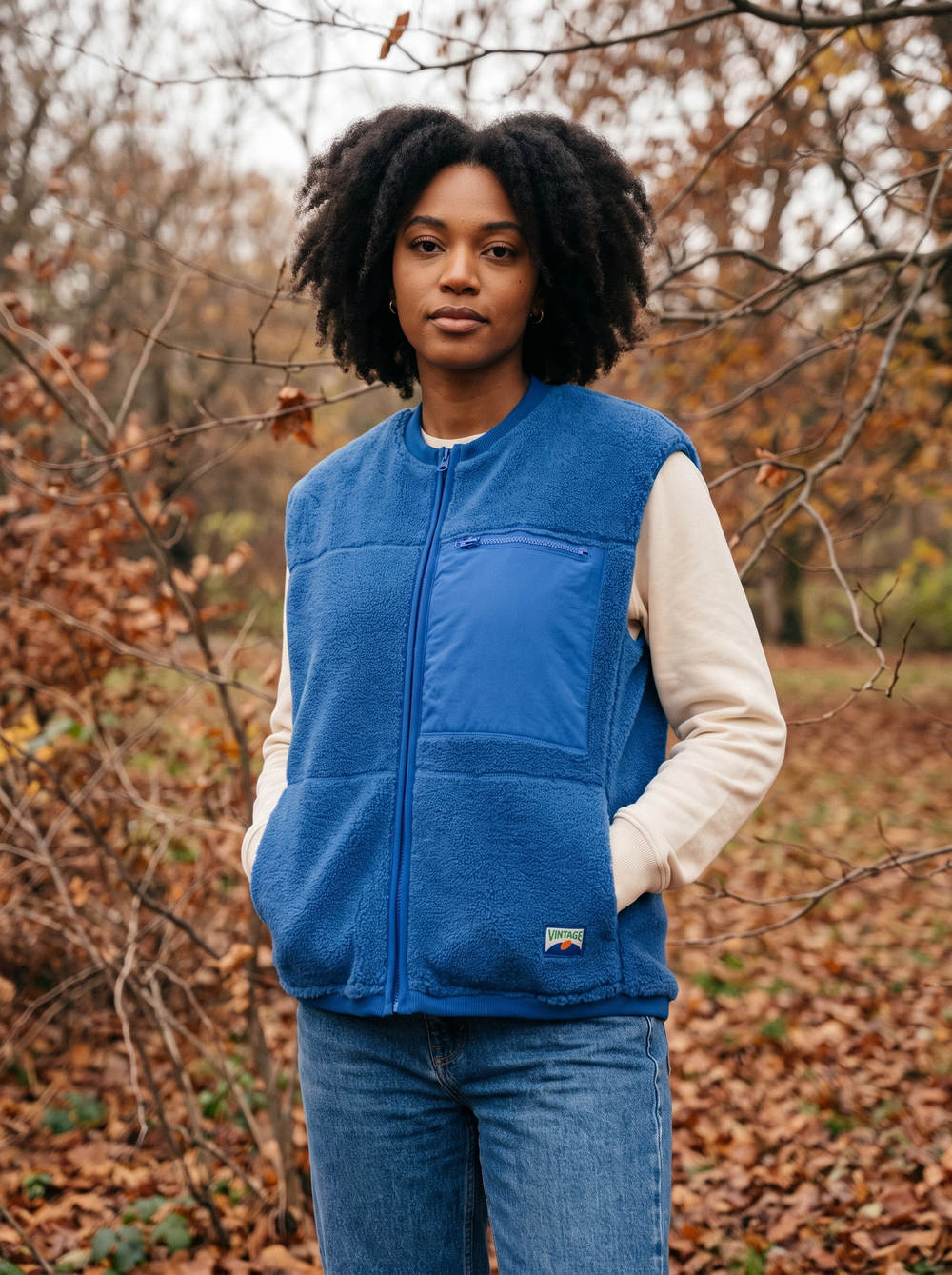 Lynn Bodywarmer Blauw gedragen door model