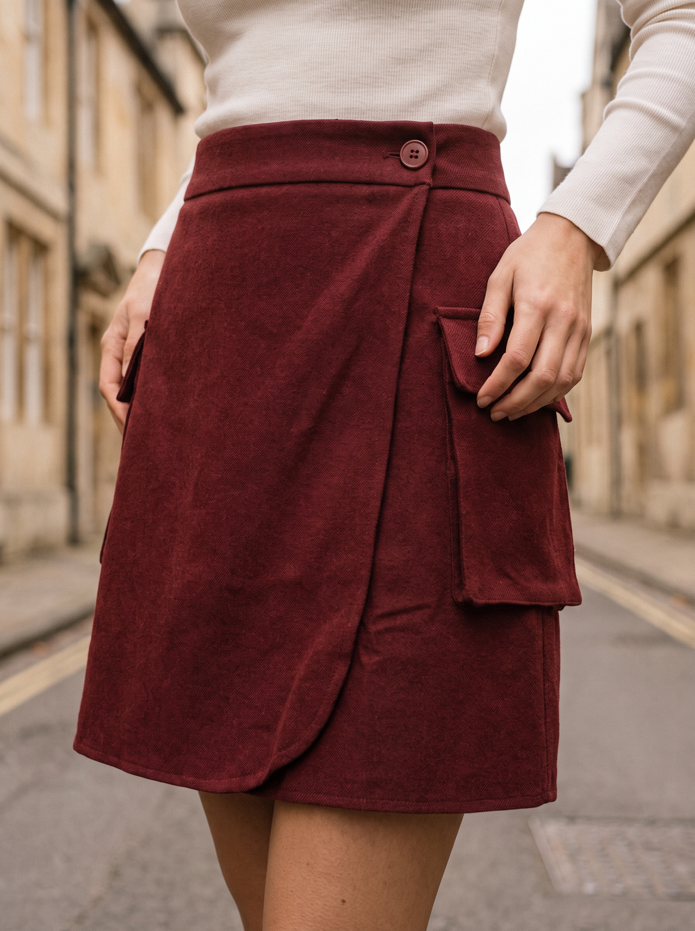 Anouk Rok Bordeaux detailfoto gedragen