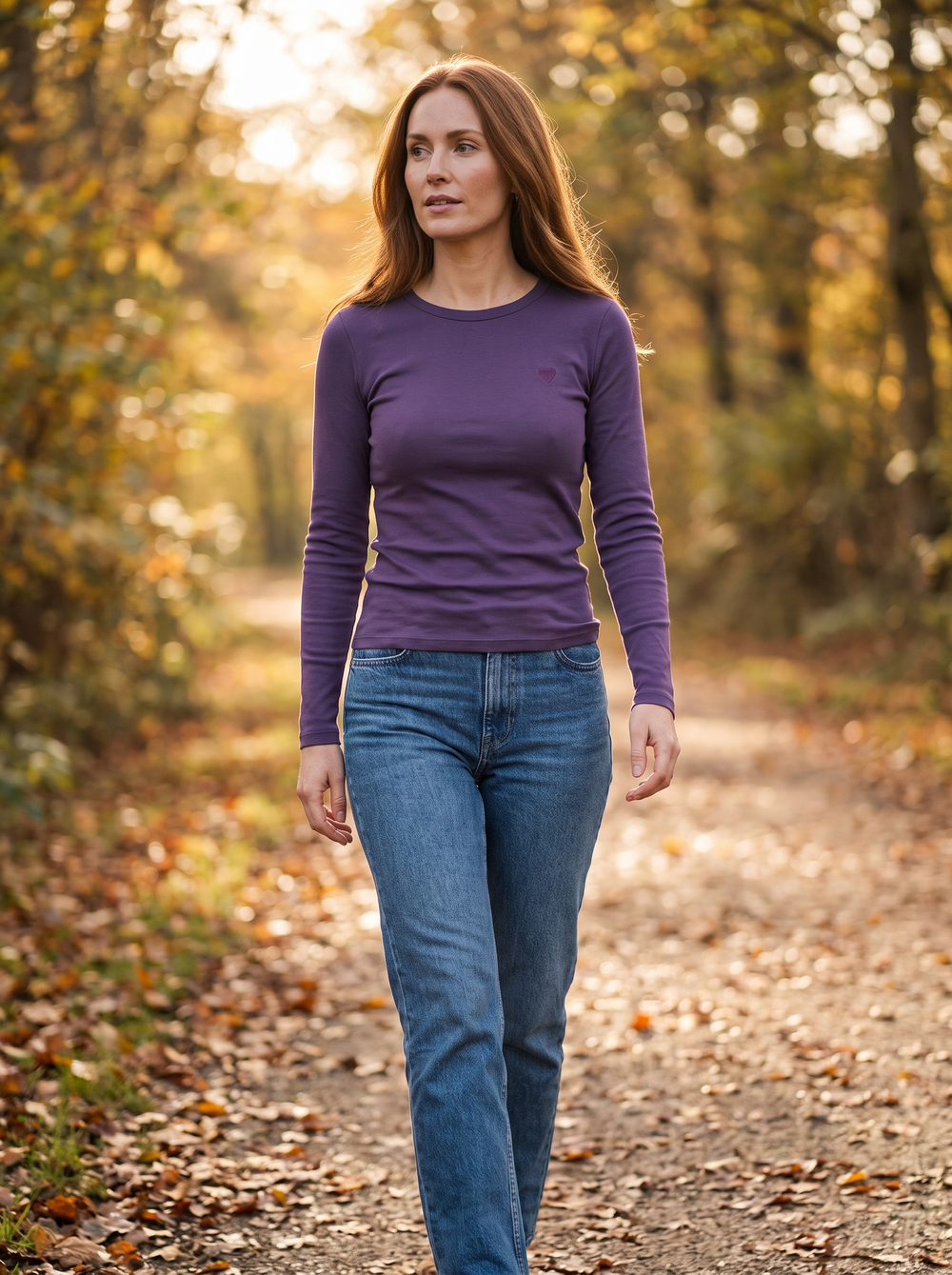 Fenna Longsleeve Paars gedragen door model