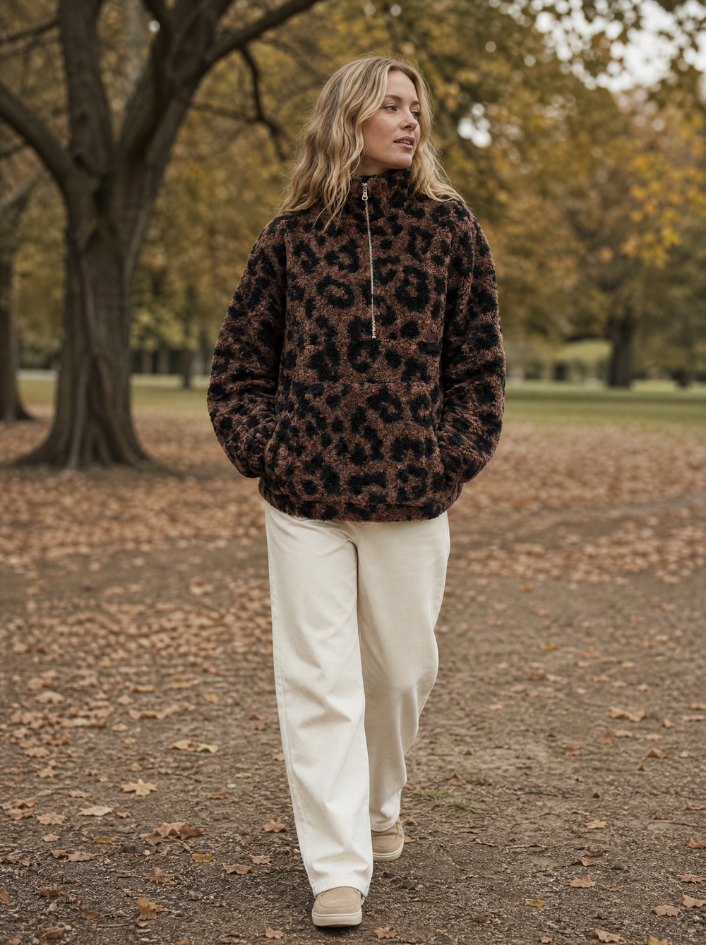 Fleur Teddy Anorak Bruin gedragen door model